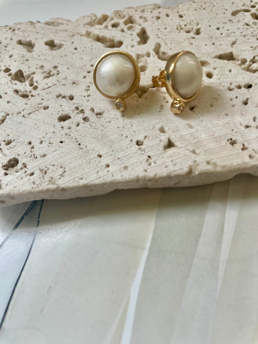 Lhe9090 Fashion Earring Gold Brass Real Maube Pearl
