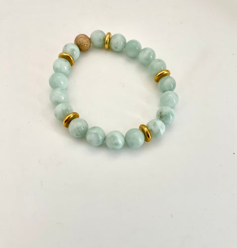 Lhb9784 Real Stone Bracelet Moonstone &Stainless Steel Gold Spacers