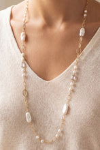 Load image into Gallery viewer, Lhn37149 Fashion Necklace Faux Pearl  Gold Chain Brass