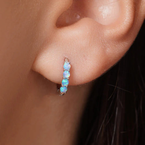 Lhe00002OPJT Sterling Silver Hoop Earring Lab Opal