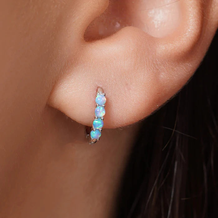 Lhe00002OPJT Sterling Silver Hoop Earring Lab Opal