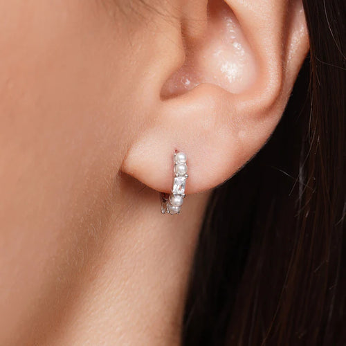 Lhe00004Czt Sterling  Silver  Hoop Cz  Earring