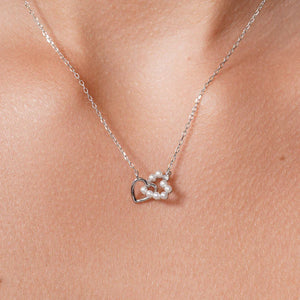 Lhn00002PTR Sterling Silver Necklace Double Heart & Pearls