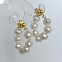 Lhed109 Sterling Silver Pearl Earring Gold Plated Post