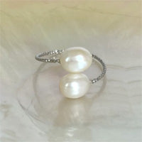 Lhr015 Sterling Silver Ring Real Pearls Adjustable One Size