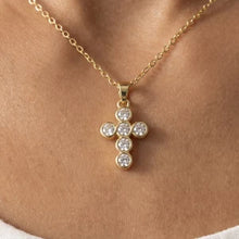 Load image into Gallery viewer, Lhn31979 Fashion Gold Dipped Cross Gold/Silver Cz