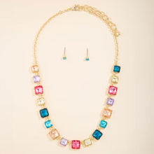 Load image into Gallery viewer, Lhn31489 Fashion Square Cut Glass Necklace Multi Color/Grey/White/Gold