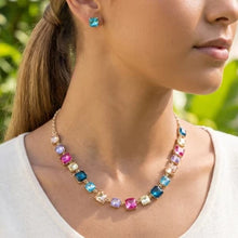 Load image into Gallery viewer, Lhn31489 Fashion Square Cut Glass Necklace Multi Color/Grey/White/Gold