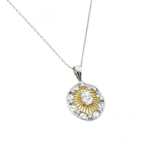 Lhp00462 Sterling Silver Pendant Cz & Gold Plated