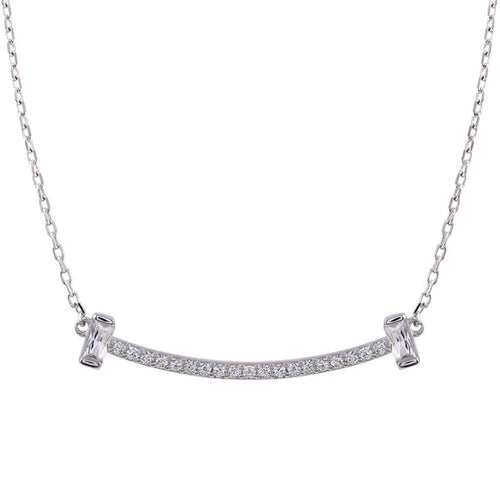 Lhp01761 Sterling Silver Necklace Cz Bar