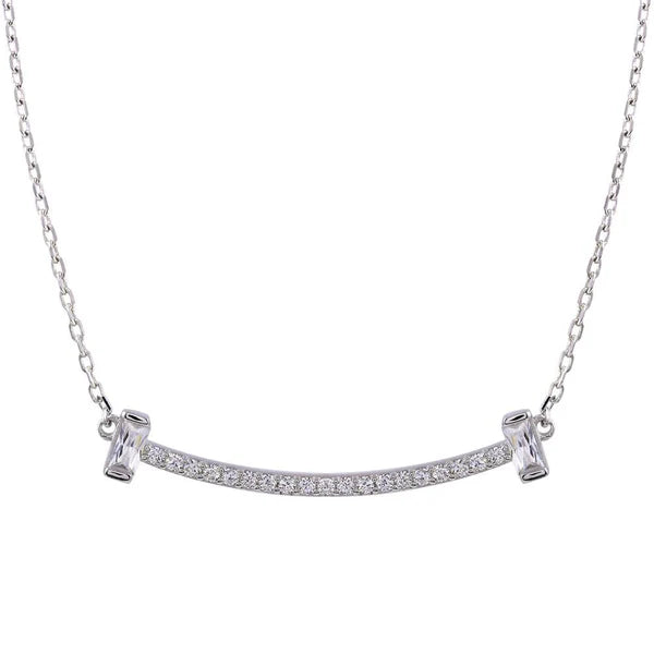 Lhp01761 Sterling Silver Necklace Cz Bar