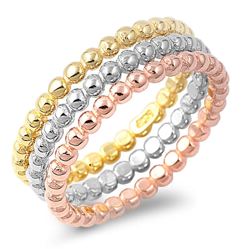 Lhr1419029 Sterling Silver Rings Tri Color Gold ,Silver & Rose Gold