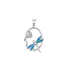 Load image into Gallery viewer, Lhp9351118* Sterling Silver Pendant Dragonfly &amp; Orchid 18'' chain 126 Wopal/Tq