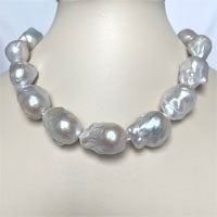 Lhps157 Real Baroque Pearl Necklace 18x23mm AA+ Sterling Silver Toggle
