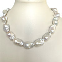Lhnp178 White Baroque Pearl Necklace 14x20AA