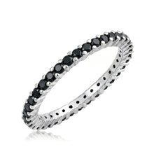 Load image into Gallery viewer, Lhr1080019 Sterling Silver Eternity Ring Available Pink/Ruby/Clear/Black Stackable