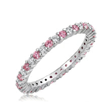 Load image into Gallery viewer, Lhr1080019 Sterling Silver Eternity Ring Available Pink/Ruby/Clear/Black Stackable