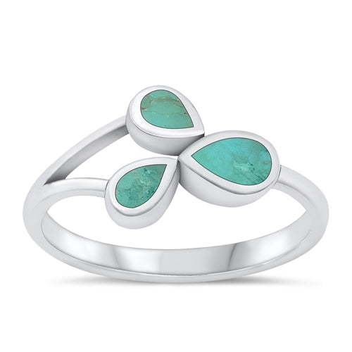 Lhr1316049 Sterling Silver Turquoise Flower Petal Ring