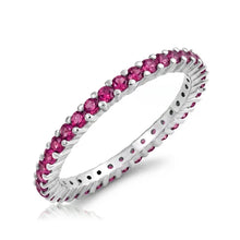 Load image into Gallery viewer, Lhr1080019 Sterling Silver Eternity Ring Available Pink/Ruby/Clear/Black Stackable