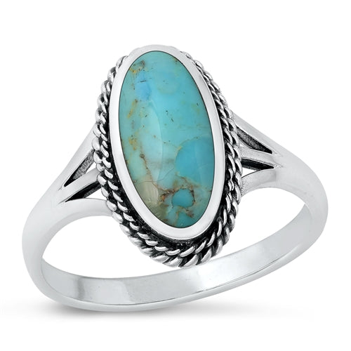 Lhr1316549 Sterling Silver Ring Real Turquoise Oval Stone