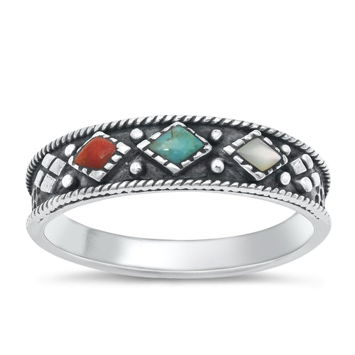 Lhr1316689 Sterling Silver Real Multi Color Stone Band
