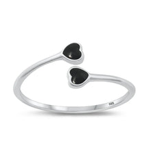 Load image into Gallery viewer, Lhr1318299 Sterling Silver Double Heart Ring  Turquoise,Black Onyx,Lab Opal