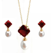 Load image into Gallery viewer, Lhset4329 Sterling Silver Sapphire Cz Set &amp; Red Garnet Cz Set with Pearls