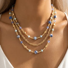 Load image into Gallery viewer, Lhn01075 Fashion Necklace &amp; Semi Precious Stones Assorted Colors Blue/aqua/Multi