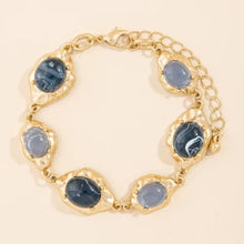 Load image into Gallery viewer, Lhb300999 Fashion Multi Color Hammered Gold Bracelet Red Topaz/green grey