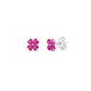 LheT0003 Sterling Silver Flower Heart Earring  Red/Blue/Green