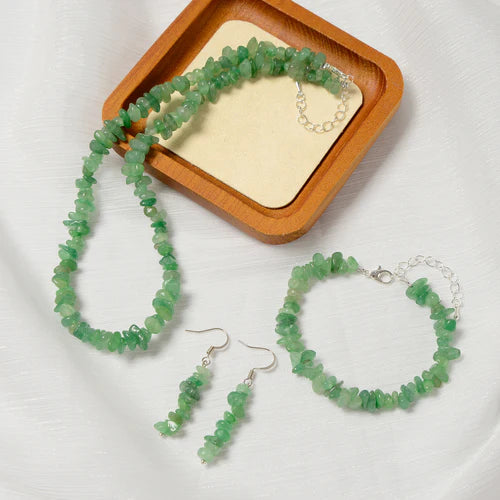 Lhset26591 Real Stone Set Green Aventurine*Minimum 2 sets any Stone