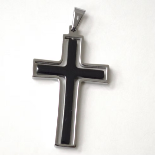 Lhssp86-30209 Stainless Steel Black Cross + Chain
