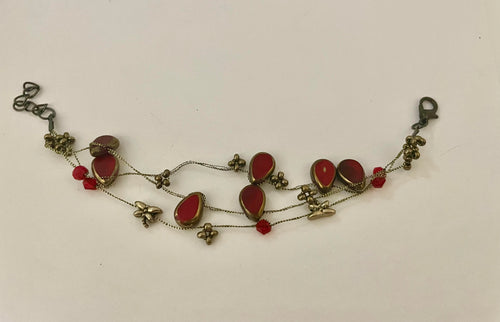 Lhb1319 Fashion Bracelet Flowing Chain Red Drops & Butterflies