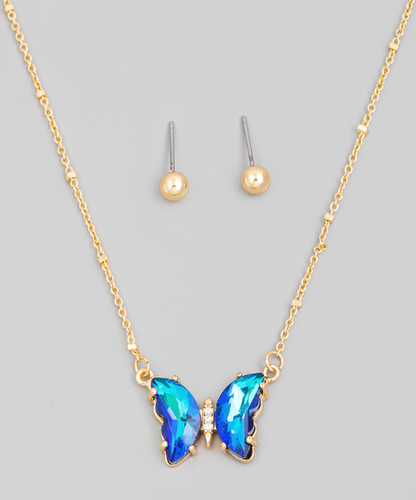 Lhn72939Blue Fashion Necklace Butterfly