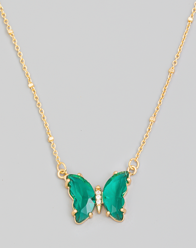 Lhn72939Green Fashion Necklace Butterfly