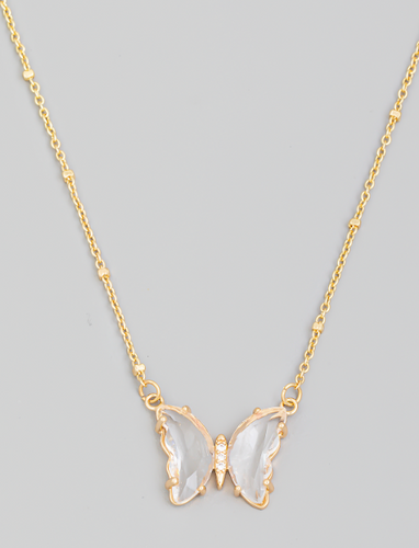 Lhn72939Clear Fashion Necklace Butterfly