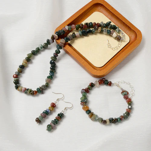 Lhset2405SYIND Real Stone Set Indian Agate *Minimum 2 sets any color