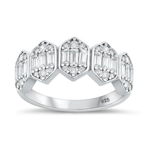 Lhr1074609 Sterling Silver Cz Art Deco Ring