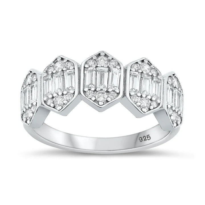 Lhr1074609 Sterling Silver Cz Art Deco Ring