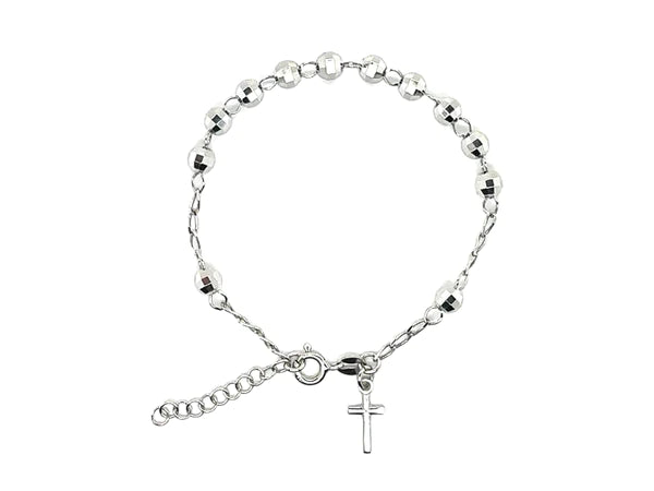 Lhb00007RH Sterling Silver Rosary Bracelet Beaded