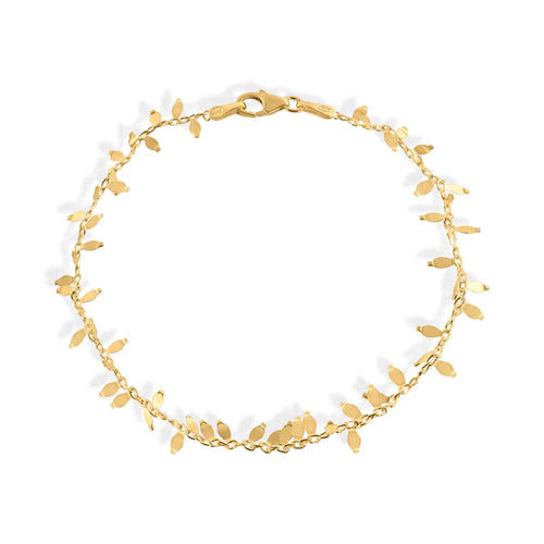 Lhb00013GP Sterling Silver Gold Plated Leaf Bracelet