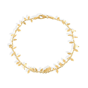 Lhb00013GP Sterling Silver Gold Plated Leaf Bracelet