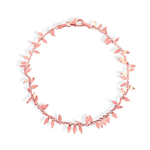 Lhb00013Rg Sterling Silver Leaf Rose Gold Bracelet