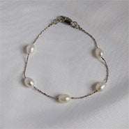 Lhb001 Station Bracelet Cultured White Pearls 7 1/2'' 7mm Pearls **minimum 5pcs any color