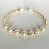 lhbf10919 Real Cultured Pearl Open Bracelet ** Minimum Order 3pcs