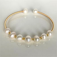 lhbf10919 Real Cultured Pearl Open Bracelet ** Minimum Order 6pcs