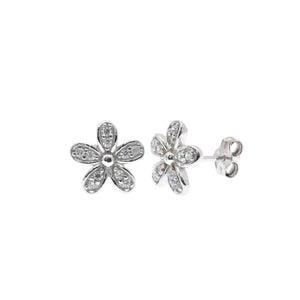 Lhe0001 Sterling Silver Flower Cz Earring