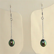 Load image into Gallery viewer, Lhe002 Sterling Silver Real Fresh Water Pearl Drop Earring 5 Colors Pink/White/champagne/Peacock/Grey