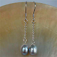 Load image into Gallery viewer, Lhe002 Sterling Silver Real Fresh Water Pearl Drop Earring 5 Colors Pink/White/champagne/Peacock/Grey