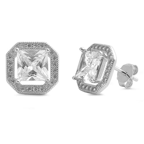 Lhe4111529 Sterling Silver Octagon Cz Stud Earring